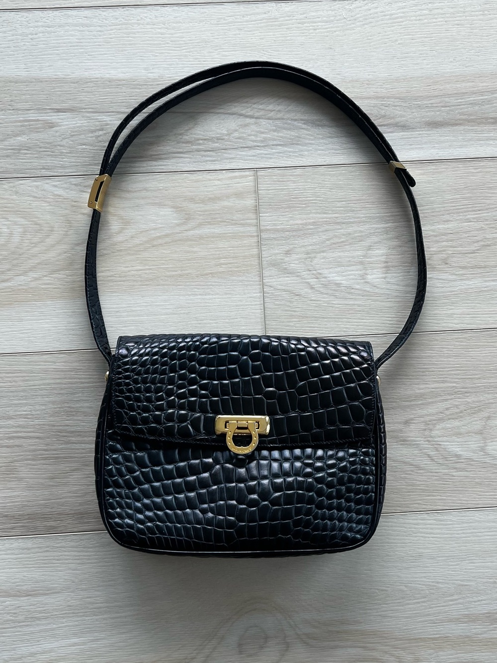 Vintage Pourchet Paris Black Leather Shoulder Bag